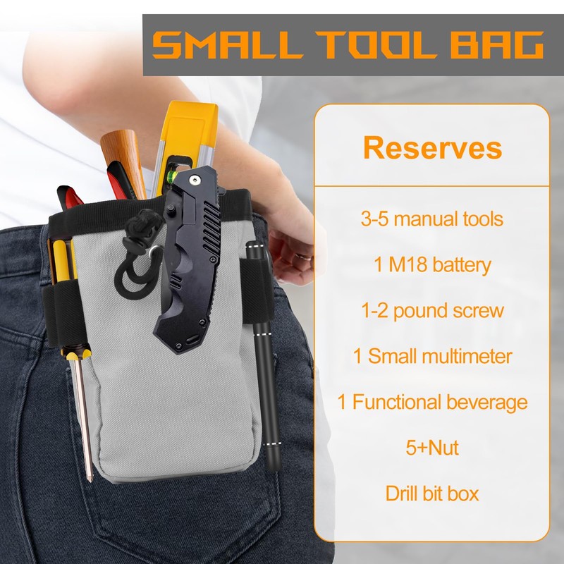 Clip-On Tool Belt Bag,Carpenter and Electrician Tool Pouch for Tools,Heavy