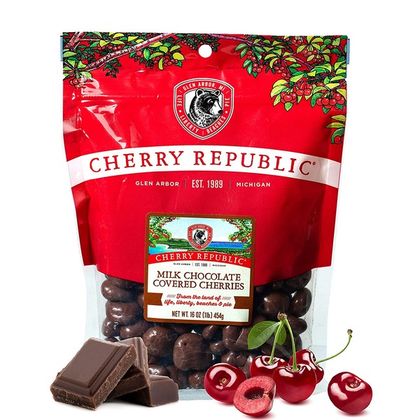Cherry Republic Chocolate Cherries - Authentic and Fresh Chocolate Covered Cherries Straight from Michigan - Milk Chocolate, 16 Ounces