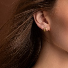 day.berlin Knot Stud Earrings 18 Carat Gold-Plated 8 mm Diameter Women's Earrings Made of 316L Stainless Steel, Nickel-Free and Waterproof, Stainless Steel, Not applicable