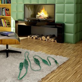 Indoor Polarized Extension Power Cord with 9-Outlets - 12' - Green