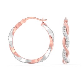 Charmsy 925 Sterling Silver Two-Tone CZ Infinity Hoop Earrings for Women and Teens | Double Twisted Hypoallergenic Click-Top Irish Celtic Knot Hoops Earring | Size 24 MM