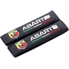fanlinxin 2pcs Carbon Fiber +Embroidery Car Seat Belt Cover Pad Shoulder Cushion For ABARTH