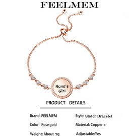 FEELMEM Nana's Girl Granddaughter Slider Bracelet Gift for Granddaughter from Nana Granddaughter Birthday Graduation Gift(RG)