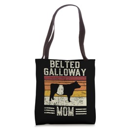 Best Cow Mom Women - Vintage Cattle Belted Galloway Tote Bag