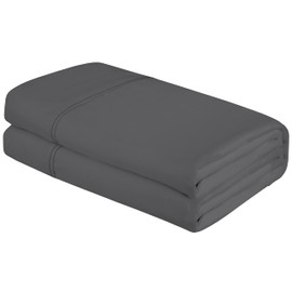 Royale Linens Twin Flat Sheet - Ultra Soft Brushed 1800 Microfiber Flat Sheets Only - Wrinkle Free & Stain Resistant - Hotel Quality Top Sheet for Bed (Twin, Grey)