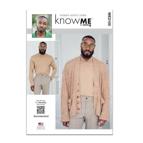 Know Me ME2105AA Men's Knit Turtleneck and Oversized Cardigan Sewing