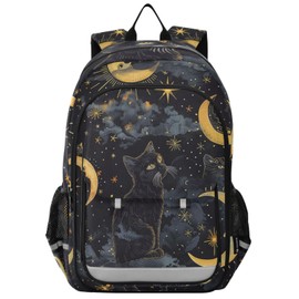 ALAZA Moon Star Black Cat Travel Laptop Backpack, 17 inch Large Laptops Backpack Business Computer Bag Casual Daypack for Women Men