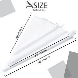 LUKIUP Pack of 3 Professional Icing Bags, 40/35/30 cm Piping Bags, Reusable Cotton Coated Cream Bag for Decorating Pastries, Cakes, Home Baking