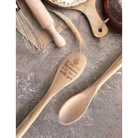 Levaukiem My Sweetest Memories Are Made with You Funny Wooden Spoons for Cooking, Salad Mixing Stir Serving Spoon, Kitchen Accessories Valentine's Day Gifts for Woman Men Husband Wife