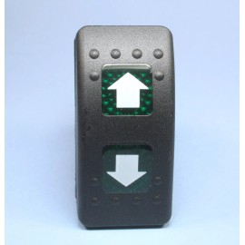 SCI MOMENTARY Illuminated Rocker Switch ON/OFF/ON UP DOWN Arrows DPDT 12v 20A Green