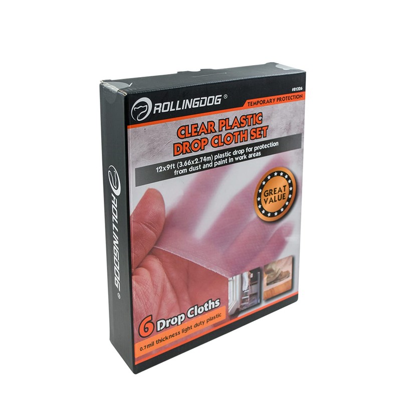 ROLLINGDOG 6 Pack Painter Plastic Drop Cloths - Plastic Dust