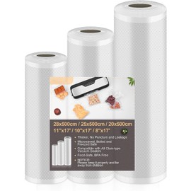 Vacuum Sealer Bags Vacuum Film 3 Rolls 20/25/28 x 500 cm (15 m), Vacuum Rolls Food for Vacuum Sealer & Sous Vide, 150 µm Professional Foil Rolls BPA-Free, Strong and Tear-Resistant, Reusable