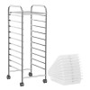10 Compartment Transparent Multicolor Rolling Storage Cart Organizer with 4