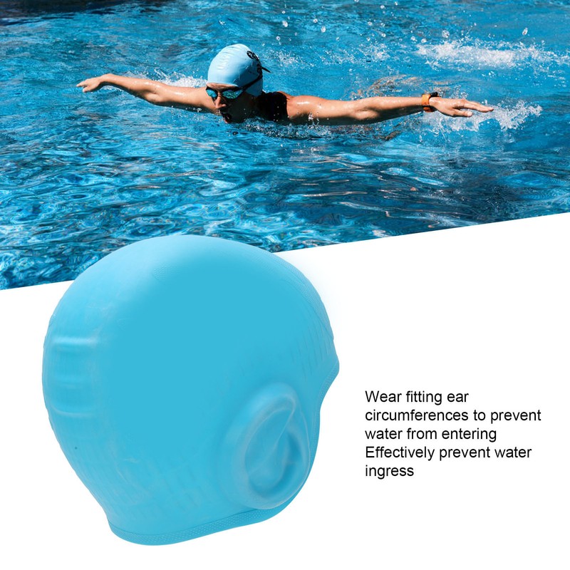 High Elasticity Children Silicone Swimming Cap 3D Ear Protection Swimming