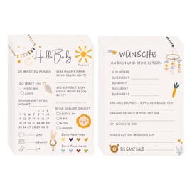 Yeomju Baby Shower Games Card Set 20 Double-Sided Printed Cards to Fill in for Gender Reveal Baby Shower Boys & Girls Environmentally Friendly