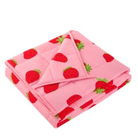 HOSUKKO Weighted Blanket - Weighted Blanket 3 lbs Pink Strawberry Heavy Blanket - Small Size Breathable Blanket(36 * 48 inches, 3 lbs)