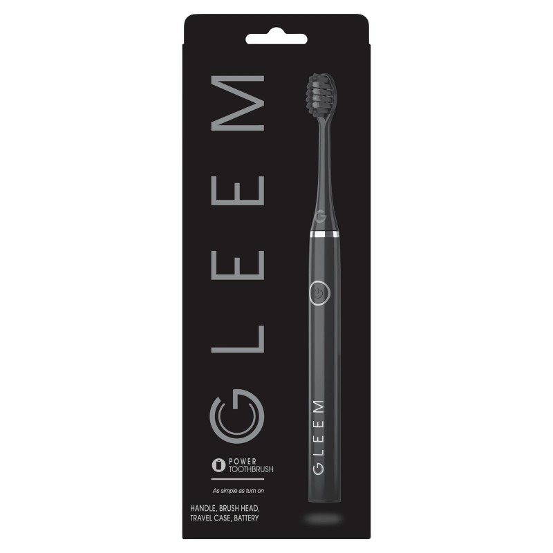 Gleem Battery Electric Toothbrush, Soft, Black, for Adults & Children