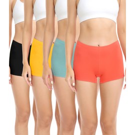 wirarpa Women's Cotton Boxer Shorts, Panties, Underpants, Cycling Shorts, Under Dress, with 100% Cotton Crotch, Pack of 4