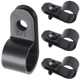 vibedor 60 Pcs R-Type Cable Clip Wire Clamp, 1/2 Inch Nylon Cable Clamp Rope Light Mounting Clips Wire Fasten with 60 Screws for Wire Management and Cable Management