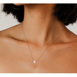 18K Gold Stainless Steel Necklace with Dainty stone pendant 18" with 2" Extension (Herkimer Diamond)