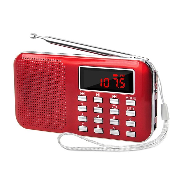 LEFON Rechargeable Multi-function AM FM Pocket Radio, High Sensitivity, USB.TF
