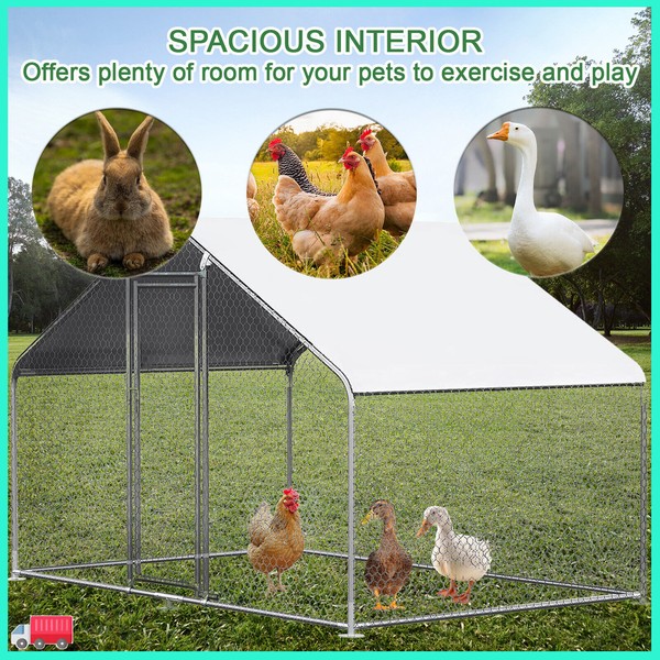 Yamisii 10*10ft Walk-in Chicken Coop Outdoor Run Hen House Enclosure
