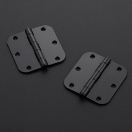 Ravinte 30 Pack Matte Black Door Hinges 3.5"x 3.5" Door Hardware Controls Rounded 5/8" Radius Corners Interior Door Hinges, Steel Bifold Residential Standard Black Hinges 3.5" for Interior Doors