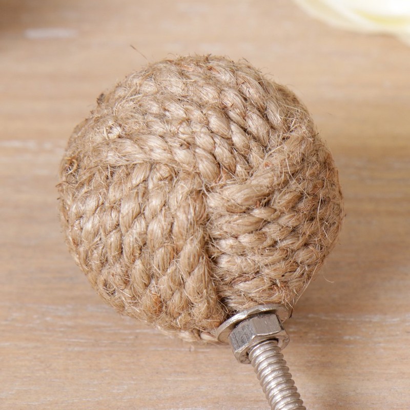 Set of Two Round Natural Jute Drawer Handles - Ideal