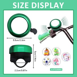 Children's Bicycle Bell, Children's Bicycle Bell for Boys / Girls, for Bicycle Balance Bike Scooter Tricycle, Mountain Bike, Children's Bicycle Bell Girls Boys (Bells + 6 Stickers) (Green)