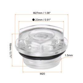 sourcing map 2pcs Air Compressor Oil Sight Glass M20 x 1.5mm Male Liquid Level Gauge Plastic Hex Head Oil Indicator Window with O-Ring for Air Compressor Fittings Gearbox Tanks, Transparent