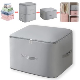 Ultra Space Saving Self Compression Storage Bag, Duvet Storage Bag, Premium Satin Compression Storage Bags with Zipper, Packaging Bags for Comforters Clothes 1 Pcs (Grey, XL)