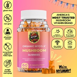 FUCOIDAN FORCE Nyum Nutrition Organic MYCO-X Mushroom Gummies, 10-in-1 Formula, Pineapple Twist, 60 Count