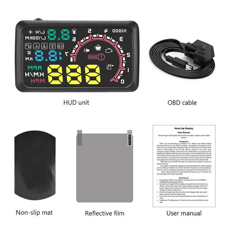 New HUD Auto Head Up Display Film 5.5Inch Windshield OBD2