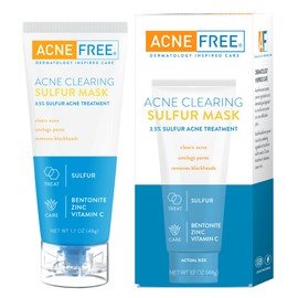 AcneFree Acne Clearing Sulfur Mask 1.7oz Absorbs Excess Oil and Unclogs Pores with Vitamin C and Bentonite Clay - 3-Pack