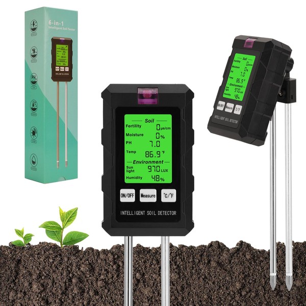 Aideepen 6 in 1 Soil Tester, Multifunctional Soil Fertility Moisture