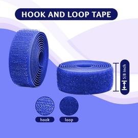 Royal Blue 5/8 inch Sew on Hook and Loop 1 Yd Thin Strips Non-Adhesive Nylon Fabric Interlocking Tape Sewing Fasteners Set Excellent Grip for Military Form Bags Home Office School Car and Crafting