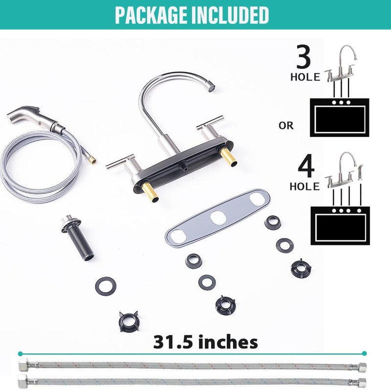 Kitchen Faucets, Kitchen Faucet with Sprayer, Brushed Nickel Kitchen Sink