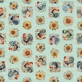 Quilting Treasures QT Fabrics Poultry In Motion by Morris Creative Group 30842 H Sage  Cotton