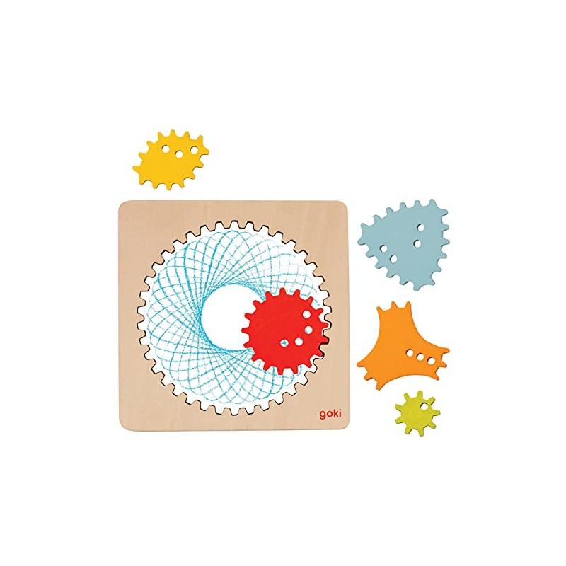 Goki Spirograph, Wood, 6 Pieces, 13 x 13 x 0.5