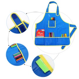 LONTG Children Waterproof Painting Apron Art Craft Smock Kids Toddler Play Apron With 4 Pockets For Drawing Painting Crafting Clay Cooking Baking Kitchen Classroom Garden Baby Boys Girls 2-6Years Old