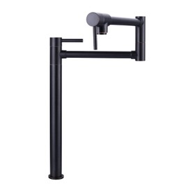 WOWOW Pot Filler Faucet Deck Mount Stove Faucet, Solid Brass Pot Filler Oil Rubbed Bronze with Stretchable Double Joint Swing Arm (Modern Style, Oil Rubbed Bronze)