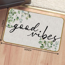 Mingnei Good Only Door Mat,Good Only Eucalyptus Leaves Kitchen Home Doormat Door Mat,Good Plant Floor Mats for House Front Indoor Inside Outdoor Entryway Rug 30 x 17 Welcome Mat