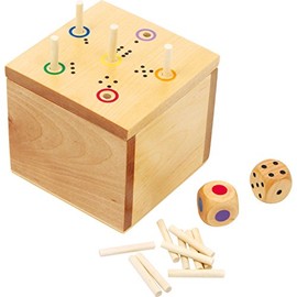 small foot Dice Game 6 Out in the Box, Made of Wood, Quickly Learned Dice Game with Two Dice, from 5 Years, 6558, Brown