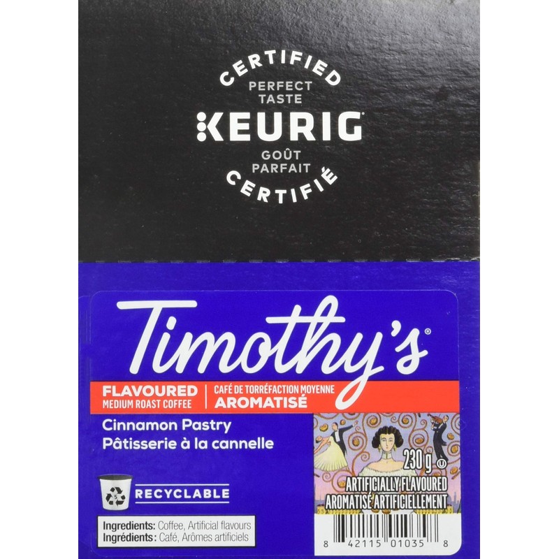 Timothy's World Coffee Cinnamon Pastry K-cup for Keurig Brewers, 24
