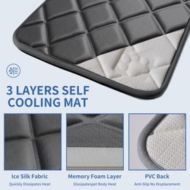 YDKGL Dog Cooling Mat, Washable Ice Silk Self Cool Pad for Dogs and Cats Soft & Comfortable Pets Sleeping Bed Pad for Travel Outdoor & Indoor, Black 16x24 inch