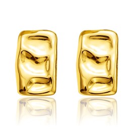 Chunky Gold Rectangle Stud Earrings for Women Extra Large Drop Earring Dupes Hypoallergenic Big Oversize Heart Oval Ball Trendy Gold Silver Earrings Minimalist Geometric Earrings for Women (Gold Square-A)