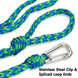 Premium PWC Dock Lines | 2-Pack Heavy Duty Braided Ropes, 3/4’’ x 7ft & 14ft Lengths, with 316 Stainless Steel Clip by Skog Å Kust
