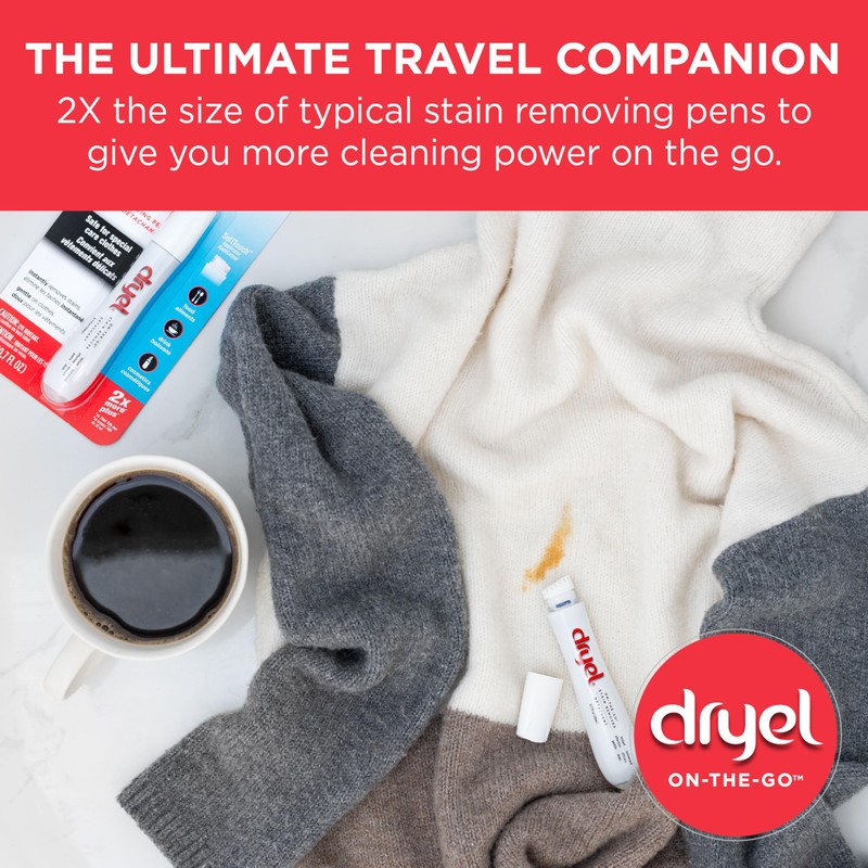 Dryel On-The-Go Stain Remover Pen with Soft Touch Applicator Scrubber,
