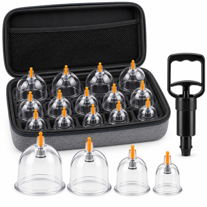 12 Pcs Cupping Massage Set with Manual Vacuum Pump –