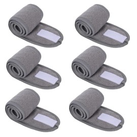 Spa Headband, Ultra Soft Adjustable Terry Cloth Face Wash Headbands for Women & Men, Stretchable Makeup Head Wrap for Skincare, Shower, Yoga, Washing Face, Salon, Bath & Beauty (Gray, 6 Pack)